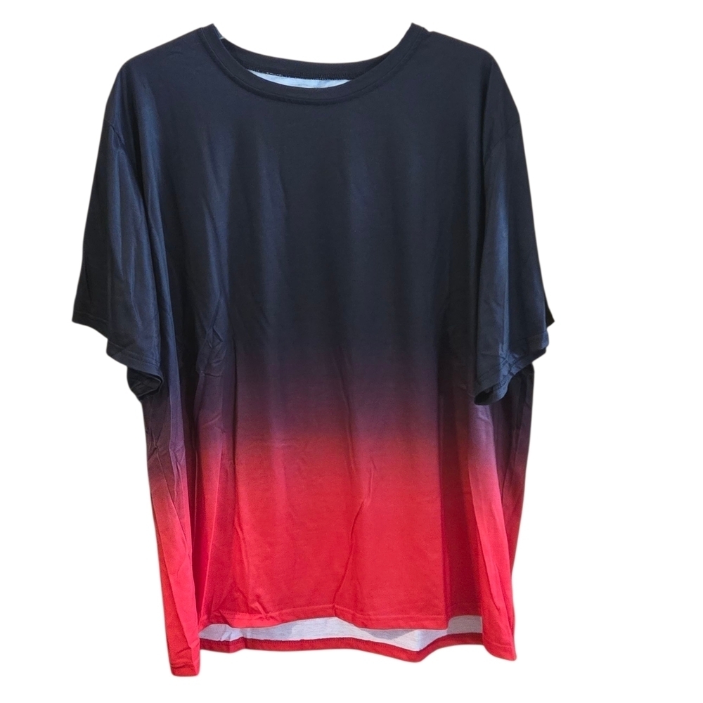 Gradient Black and Red Men's 5XL Short Sleeve Tee Shirt Jersey Type Interior